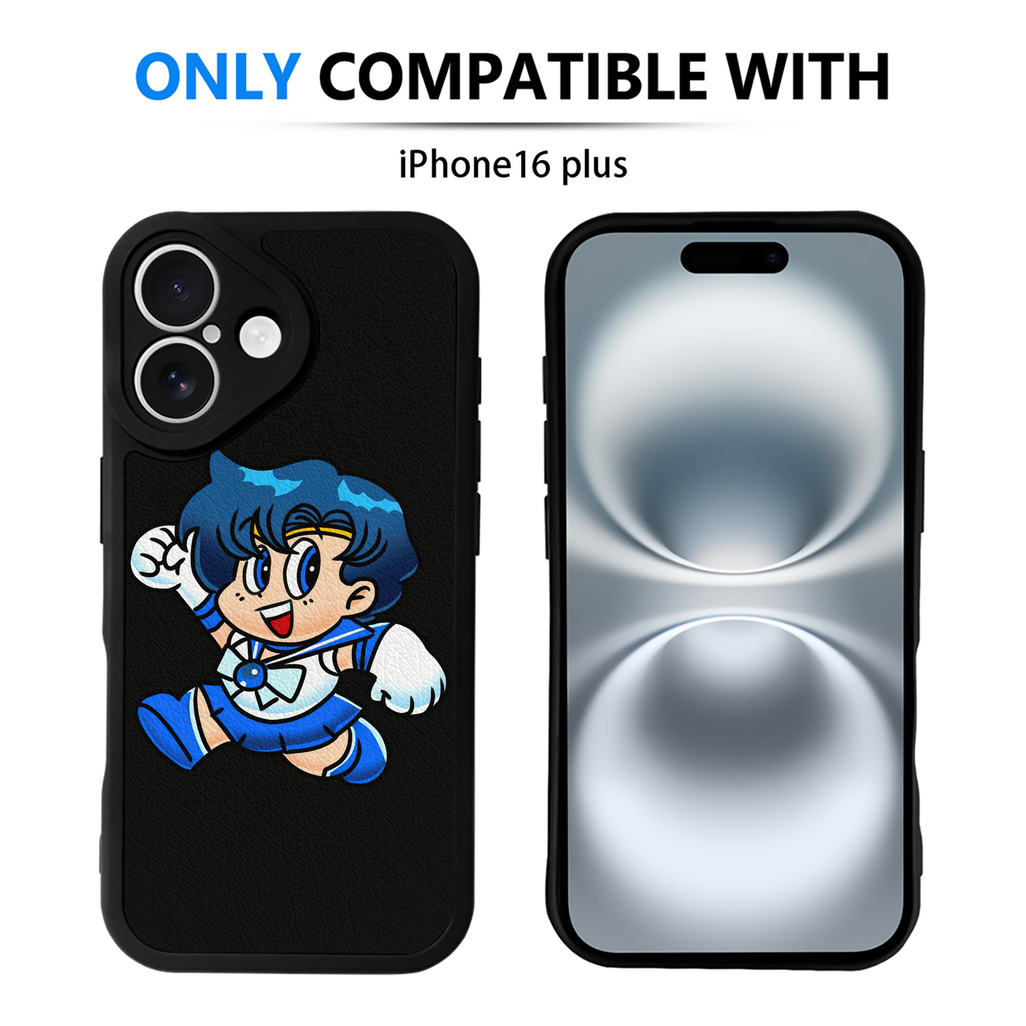 （画像用） 美少女戦士セーラームーン 水野 亜美 みずの あみ Sailor Moon Mizuno Ami 【iPhone 16シリーズ対応】シリコンスマホケース（レザー調） 材質：シリコン
